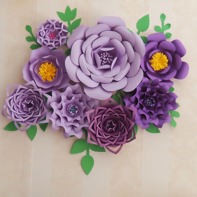 Lilac Purple DIY Giant Paper Flowers Large Rose Paper Flower For Home Decor  Wall Decorations Floral décor TV Backdrop Wall Art - AliExpress